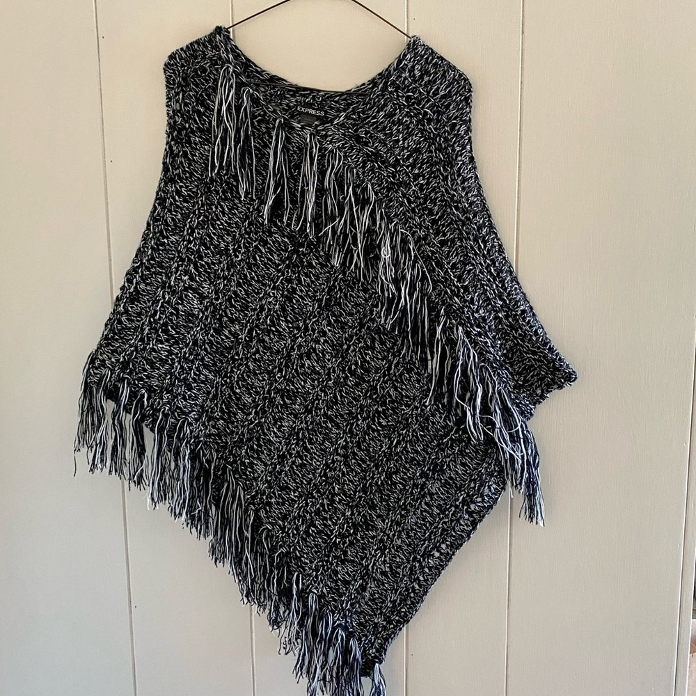 Black/white Poncho from Express